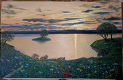 Пейзаж, холст, масло 110х70см