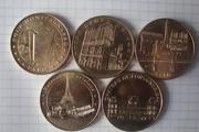 Продам 5 французских жетонов. Серия музеи и горда Парижа. 2008 г.